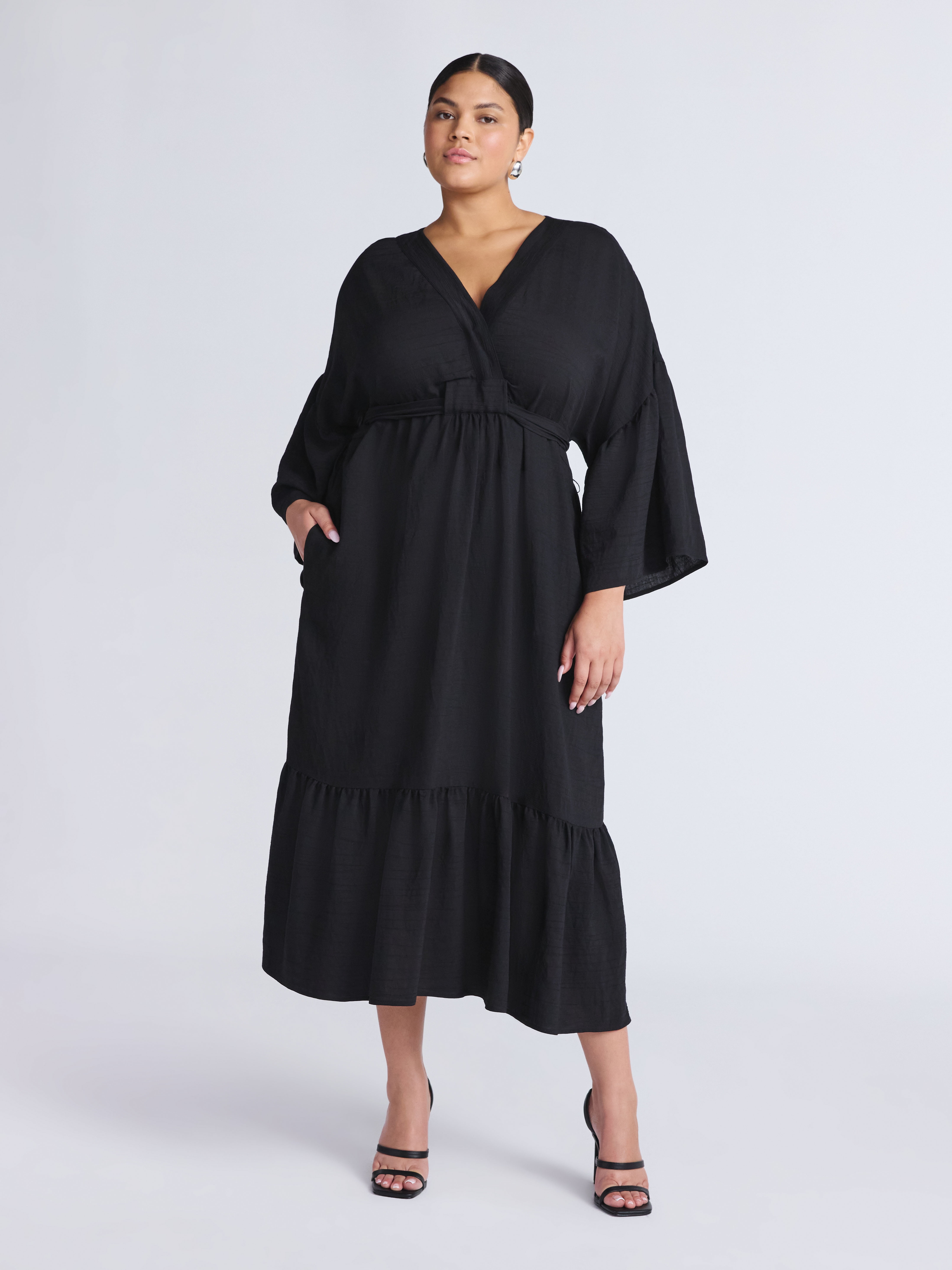 Sofia by Sofia Vergara Women’s Tie Back Dress with Wide Sleeves, Mid