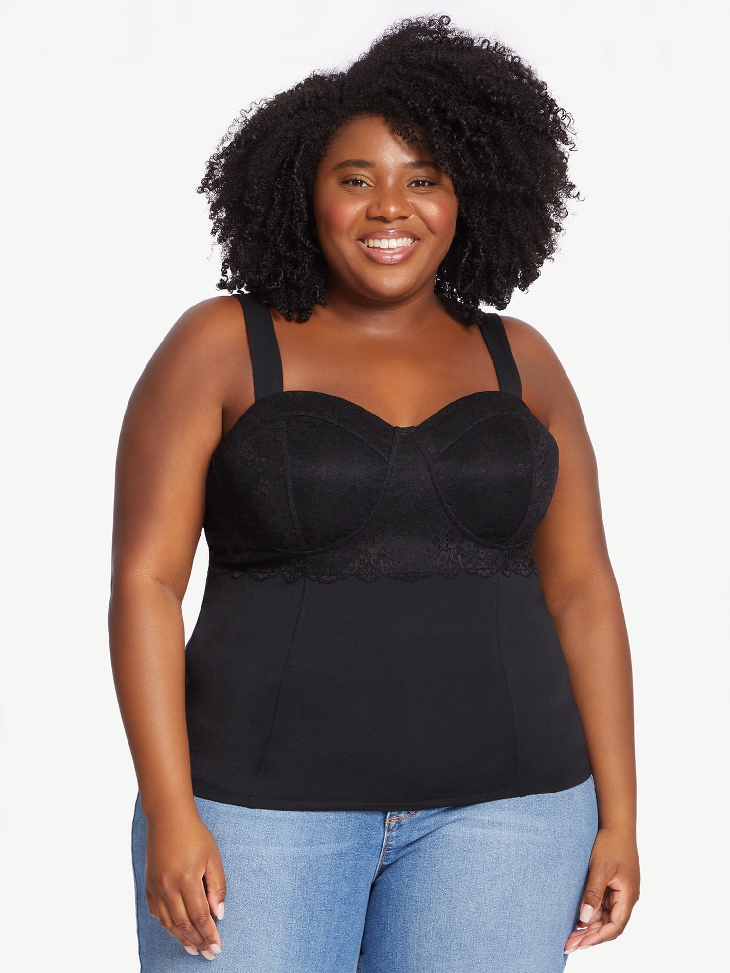 Sofia Jeans by Sofia Vergara Plus Size Bustier Top with Lace Detail