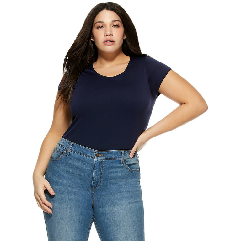 Sofia Jeans by Sofia Vergara Plus Size Cap Sleeve Bodysuit