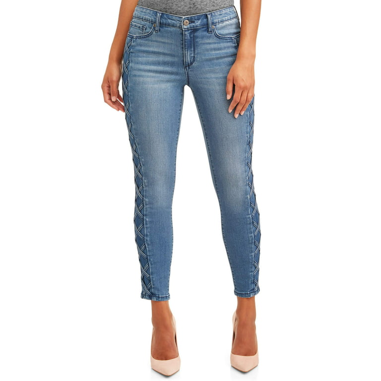 Sofia Jeans by Sofia Vergara Skinny Lace-Up Sides Mid Rise Ankle
