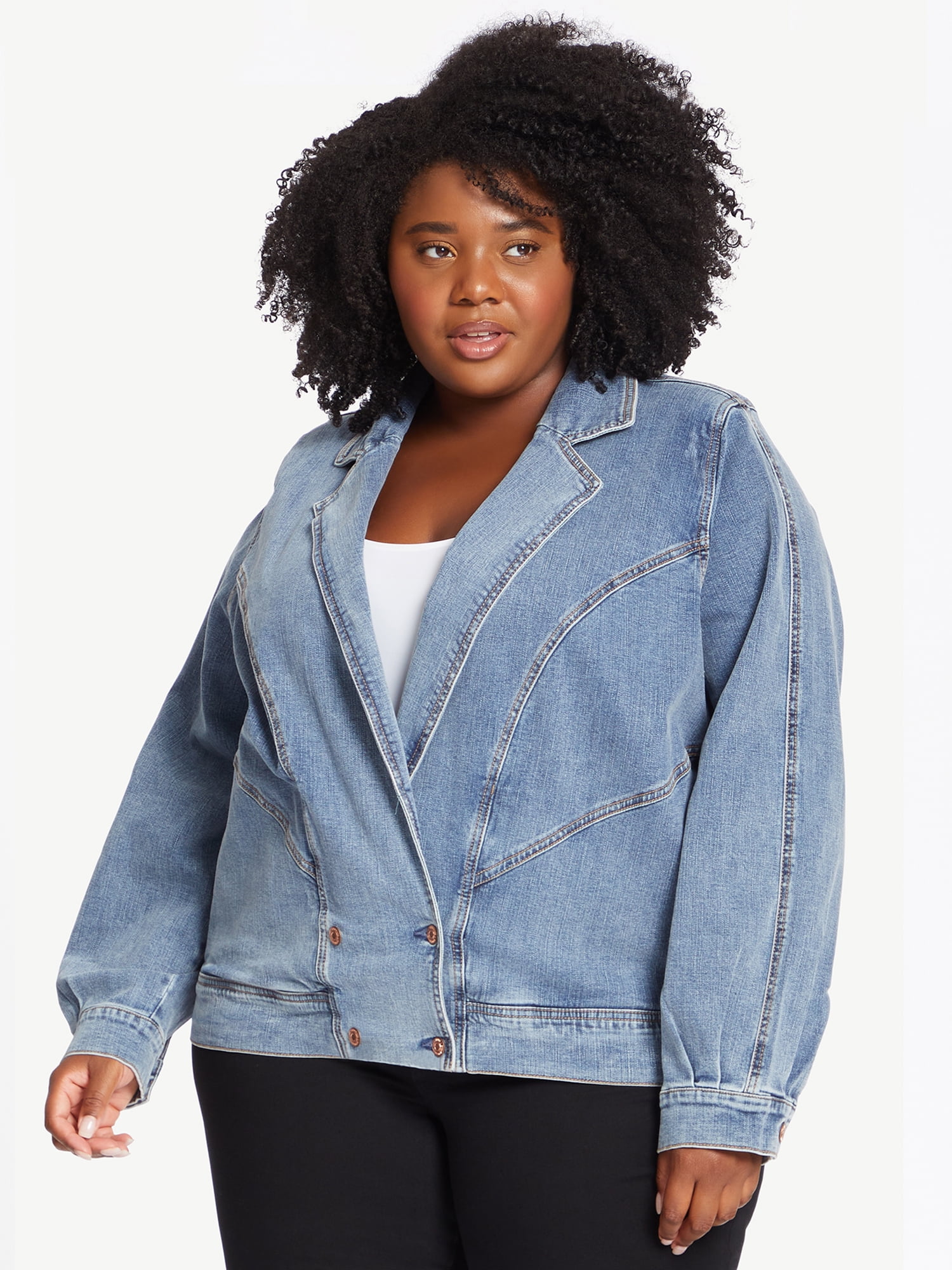 Sofia Jeans by Sofia Vergara Women's 90s Denim Fashion Jackets, 1X-3X