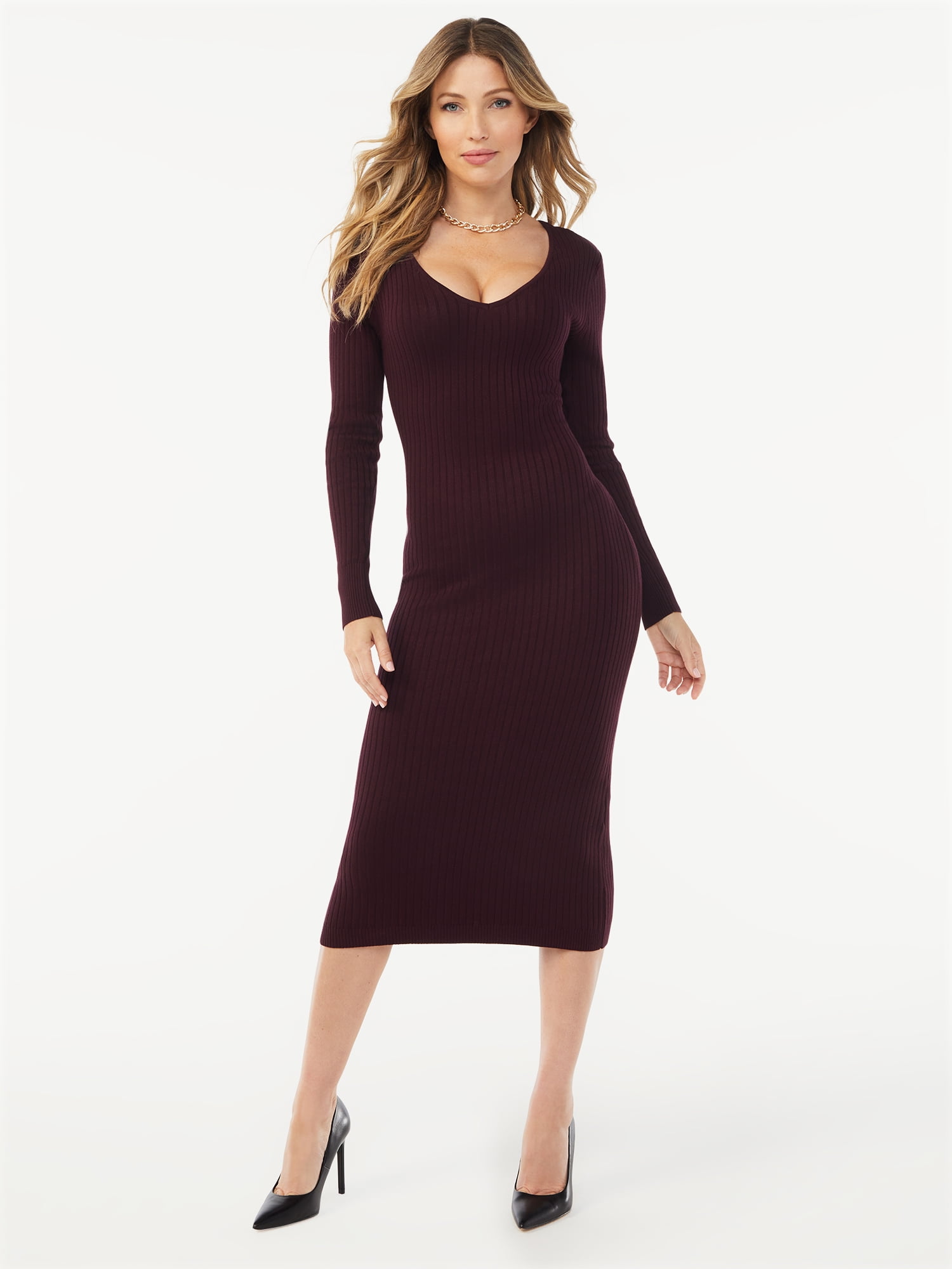 Sofia Jeans by Sofia Vergara Women's Back Twist Sweater Dress