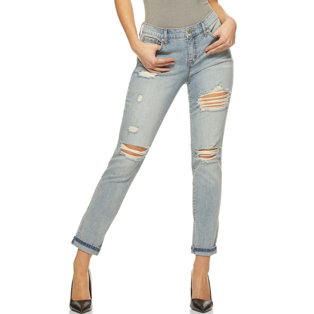 Sofia Jeans by Sofia Vergara Women's Bagi Boyfriend Jeans with Roll Cuff