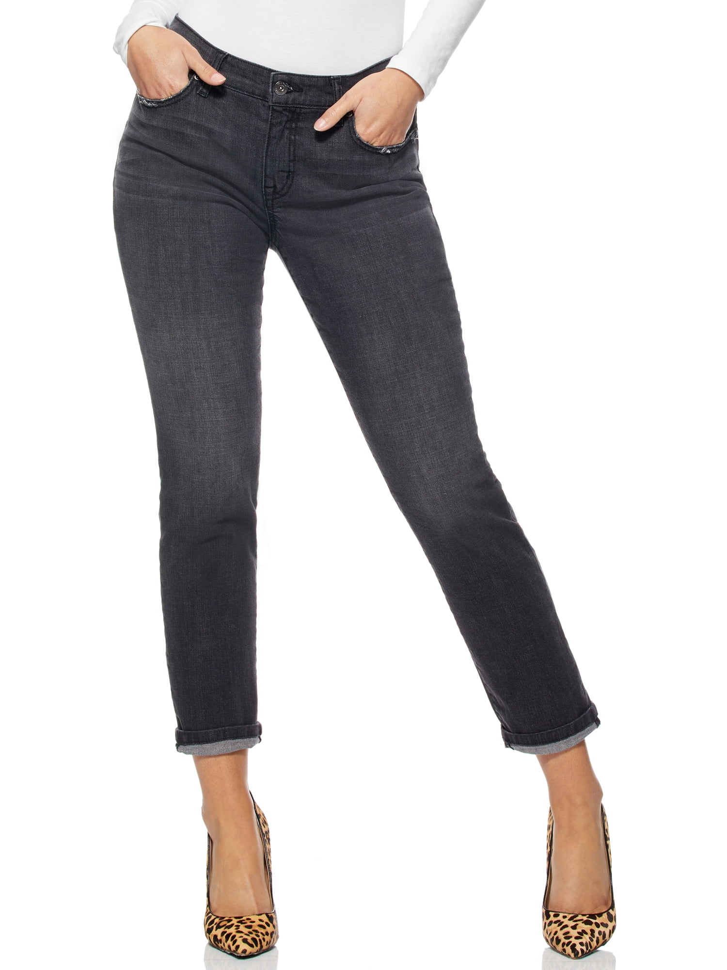 Sofia Jeans by Sofia Vergara Womens Bagi Boyfriend 5 Pocket Denim Black Jeans  4