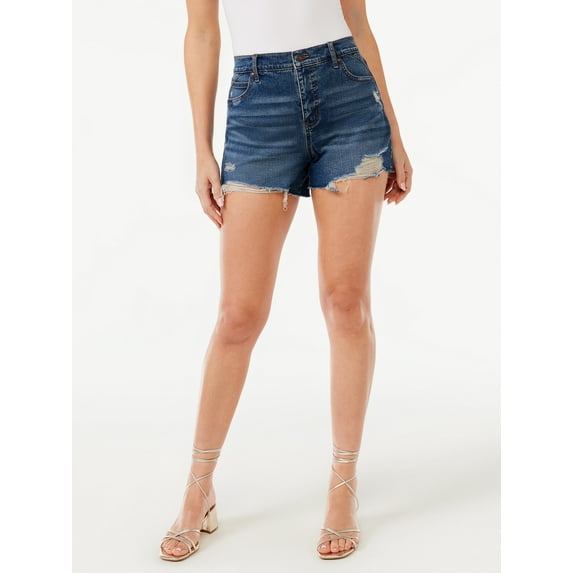 Sofia Jeans by Sofia Vergara Women's Chi Super High Rise Fray Hem Shorts