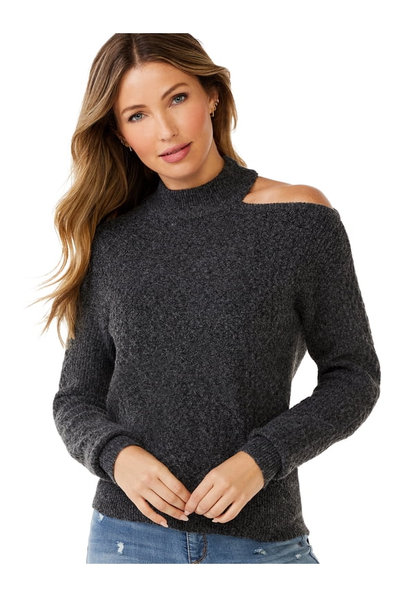 Sofia Jeans by Sofia Vergara Women's Cutout Cable Sweater