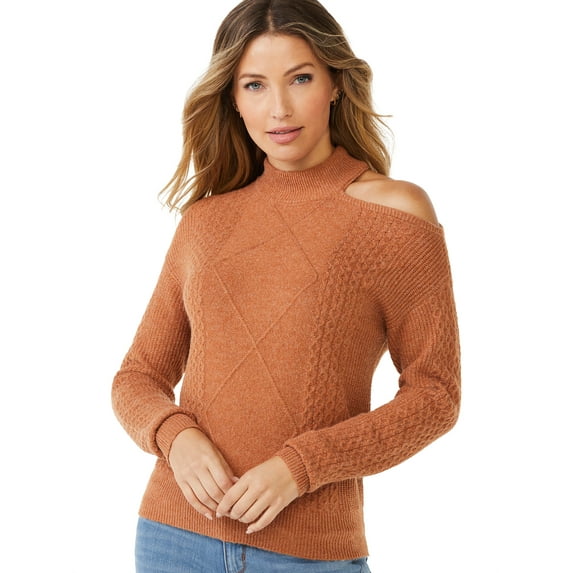 Sofia Jeans by Sofia Vergara Women's Cutout Cable Sweater