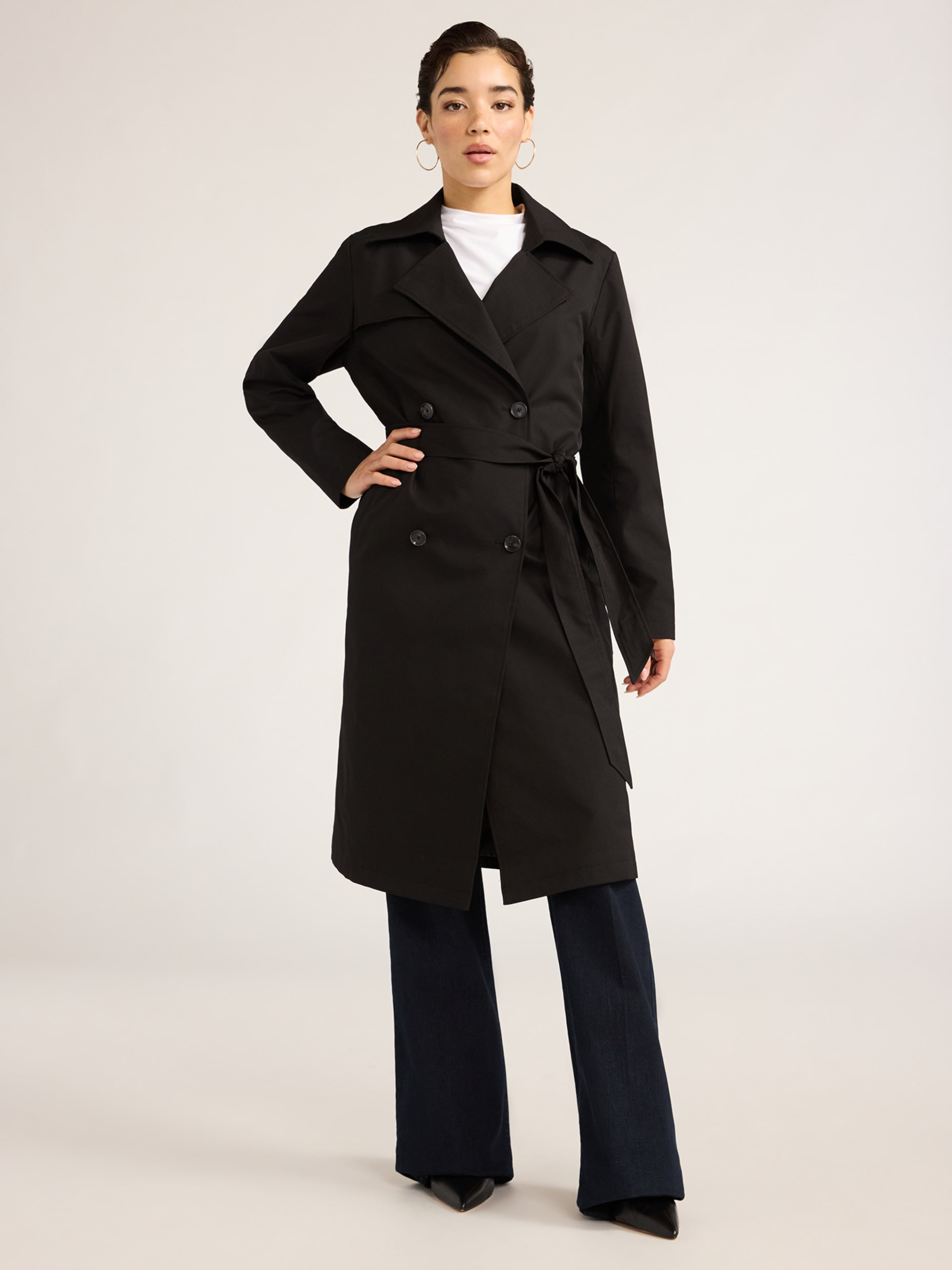 Sofia Jeans Women's and Women's Plus Size Double Breasted Trench Coat