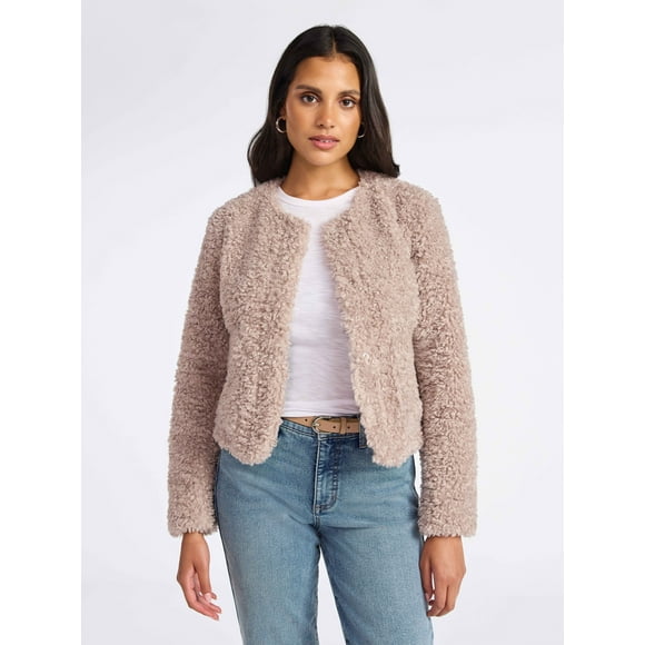 Sofia by Sofia Vergara Women's Faux Fur Cropped Jacket, Sizes XS-XXXL