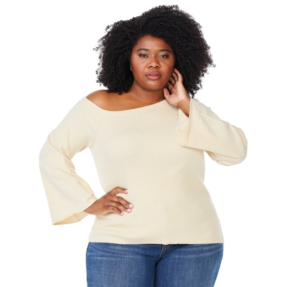 Sofia Jeans by Sofia Vergara Women's Plus Size One-Shoulder Sweater