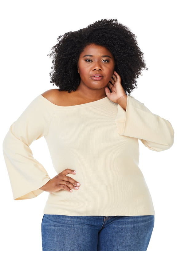 Sofia Jeans by Sofia Vergara Women's Plus Size One-Shoulder Sweater