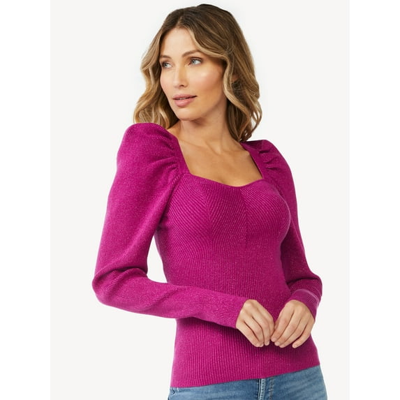 Sofia Jeans by Sofia Vergara Women's Puff Sweetheart Sweater