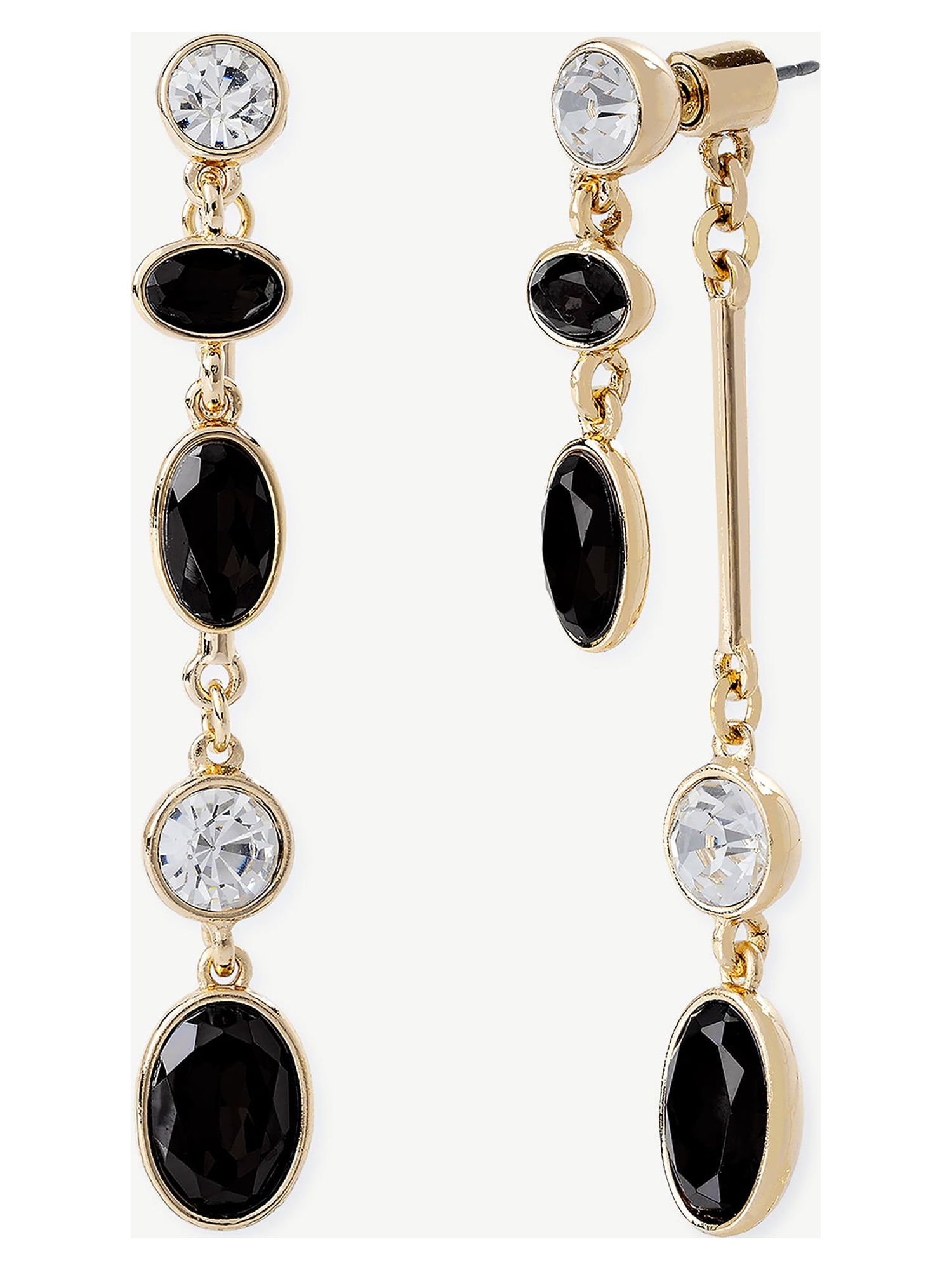 Sofia Jewelry by Sofia Vergara Women's Gold-Tone Black Stone Linear Drop Earrings - image 1 of 2