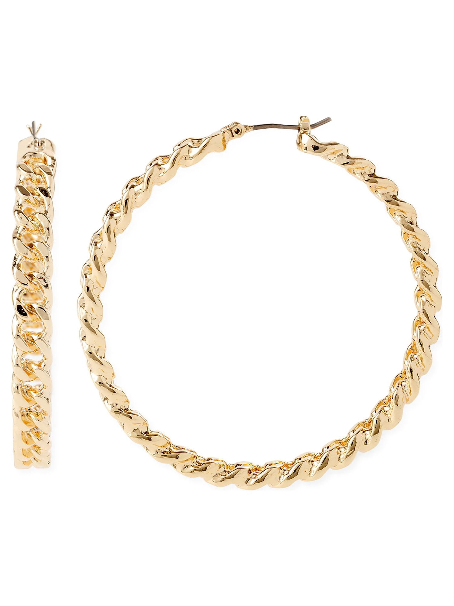 Sofia Jewelry by Sofia Vergara Women's Gold-Tone Chain Hoop Earrings