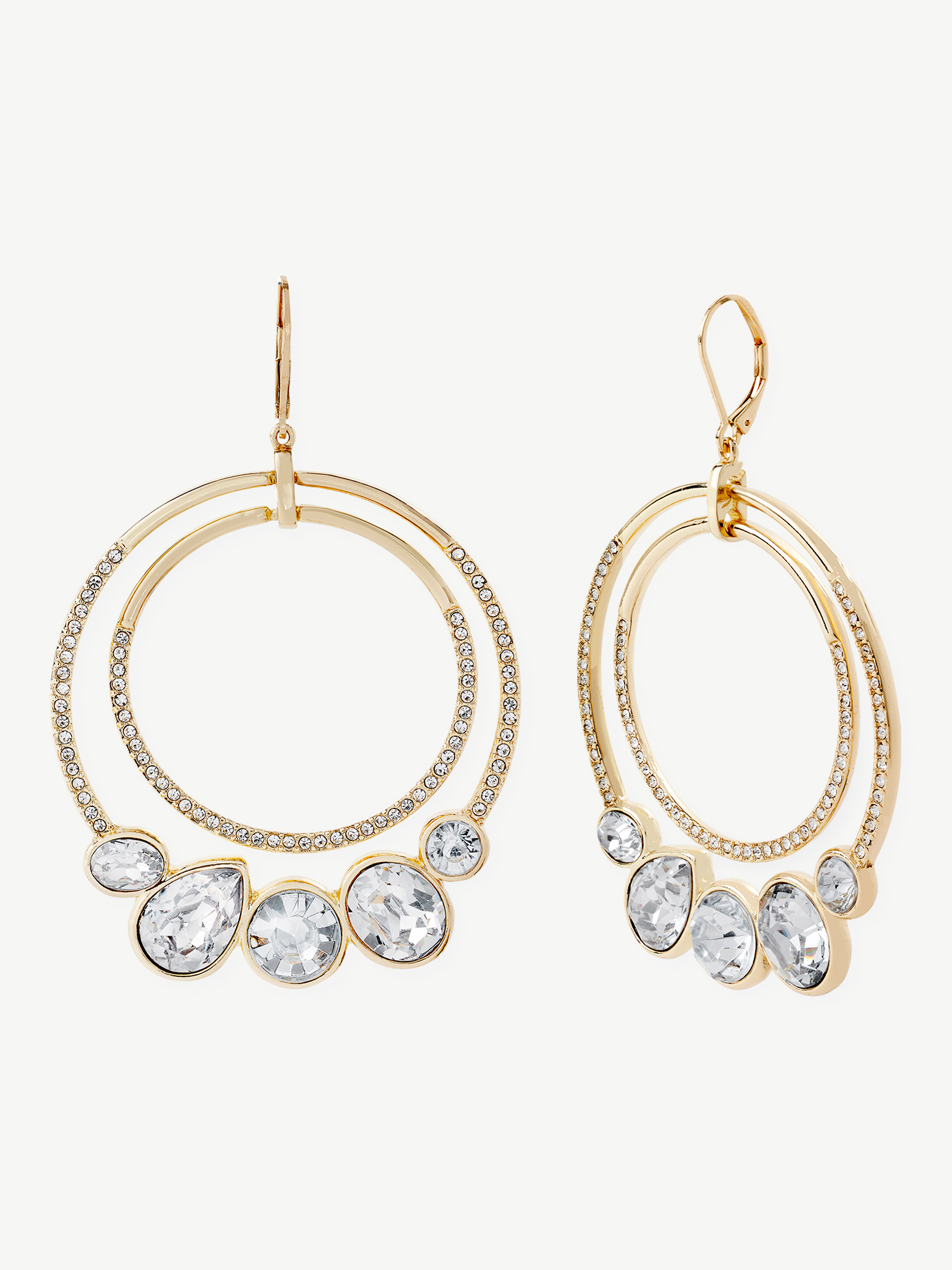 Sofia Jewelry by Sofia Vergara Women's Gold-Tone Stone Double Hoop Earrings