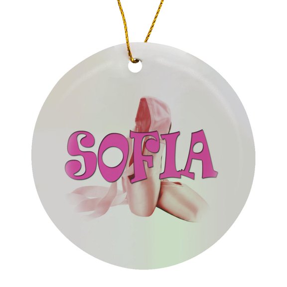 3drose, Sofia. Pink Ballet Shoes., Circle Porcelain Ornament