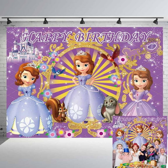 Sofia Princess Backdrop Banner Party Supplies Poster Movie Theme Background for Photography Kids Birthday Decorations