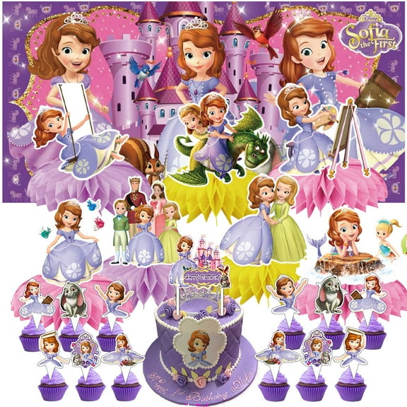 Sofia Princess Party Decorations Decor Supplies Honeycomb Centerpieces Table Toppers Cake Toppers for Birthday Photo Props
