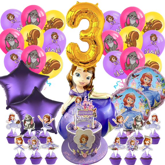 Sofia Princess Party Supplies 3rd Decor Kit Balloons Birthday Cake ...