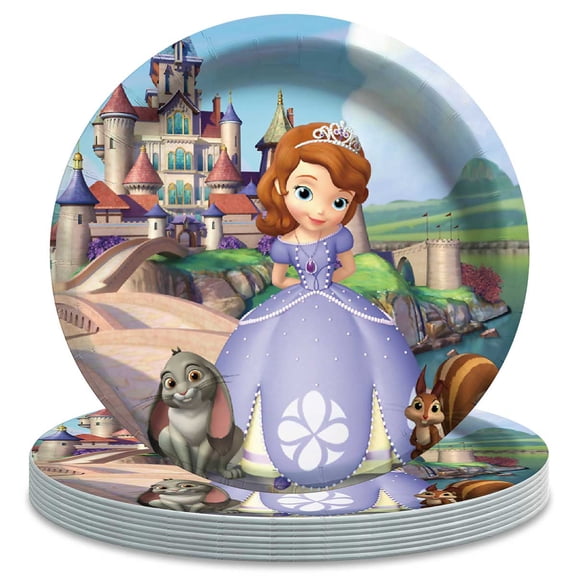 Sofia Princess Themed Birthday Disposable Tableware - 7 Inch Paper Plates Party Supply Decorations