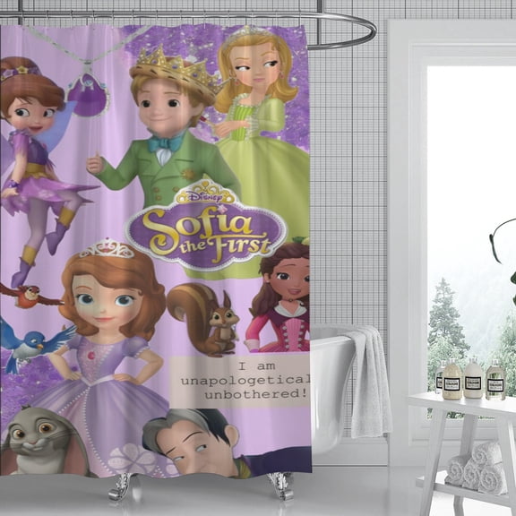 Sofia Princess shower curtain boasts a stunning motif, is waterproof, and can be hung without hassle, making your bathroom both functional and stylish. Size: 59" x 71" (150 x 180 cm).