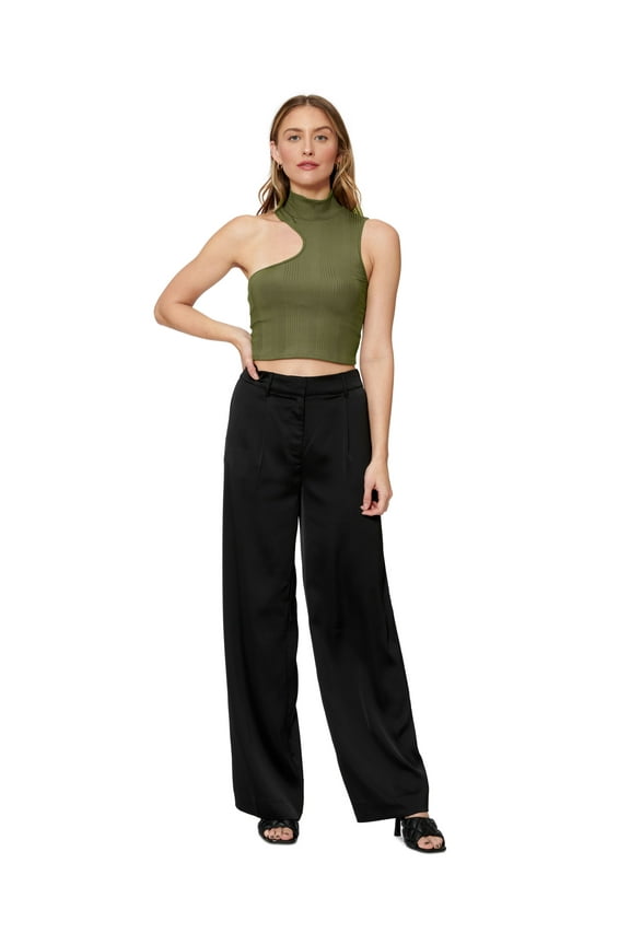 Sofia Richie Side Cutout Crop Top Olive M