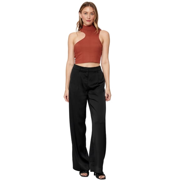 Sofia Richie Side Cutout Crop Top Rust XL