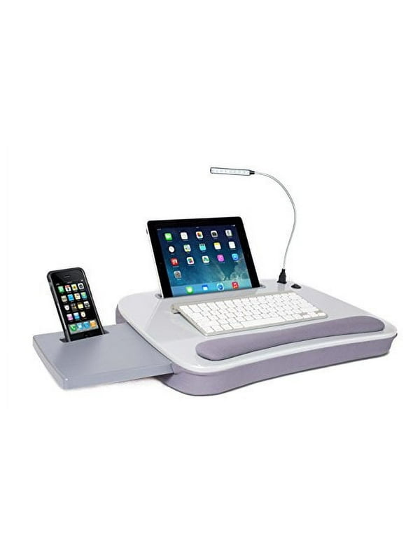 Sofia + Sam Multi-tasking Memory Foam Lap Desk with USB Light - Silver