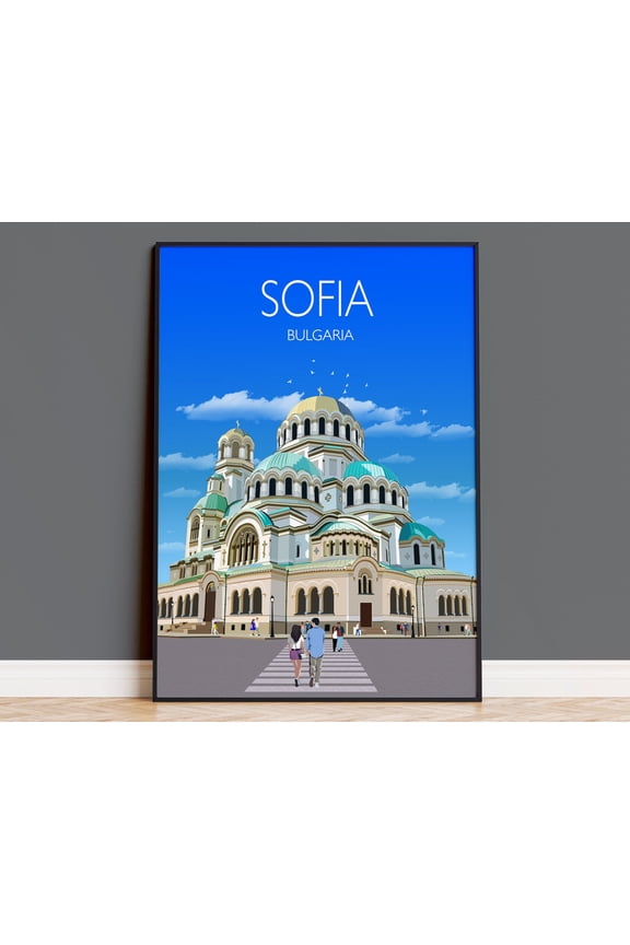 Sofia Travel Print, Travel Poster of Sofia, Bulgaria, Sofia Cityscape, St Alexander Nevsky Cathedral, Sofia Gift, 8x12 UNFRAMED