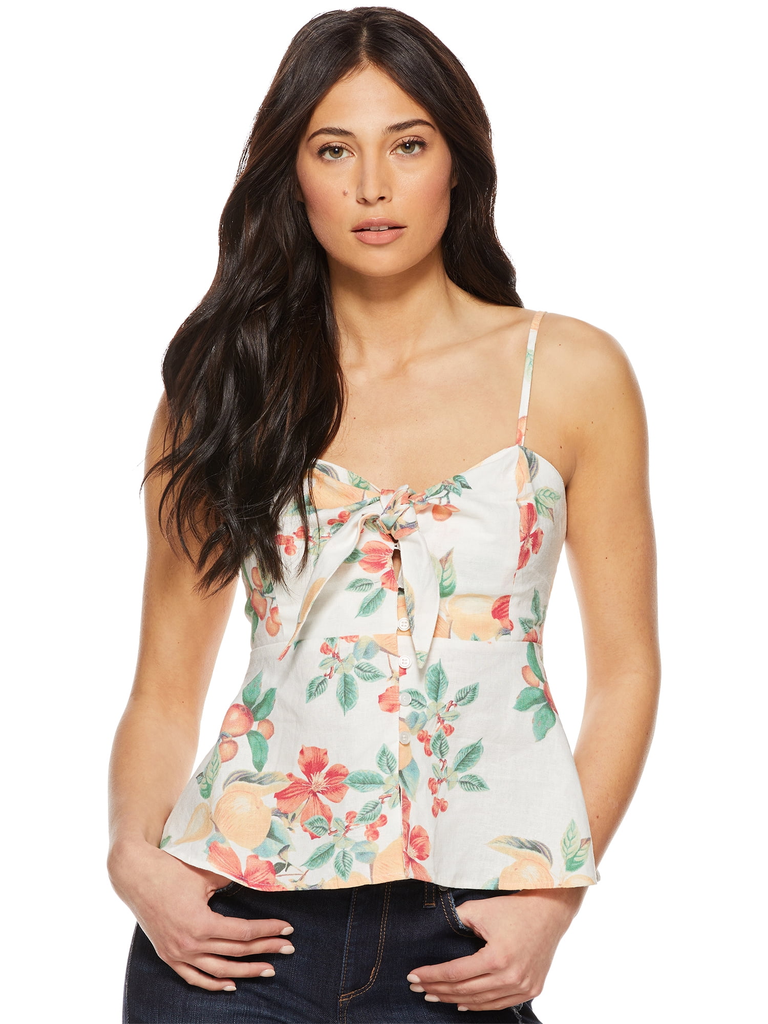 Sofia Vergara Sleeveless Peplum Tank Smocked Back Top (Women's)