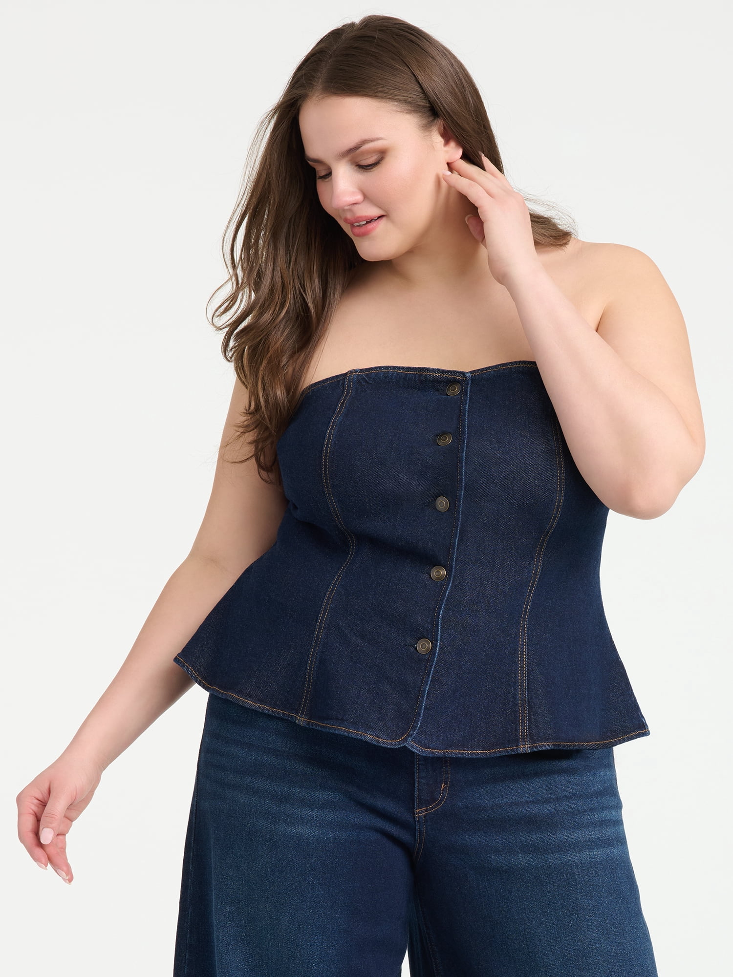 Sofia Vergara Women's Buttoned Tube Top, Sizes XS-4X