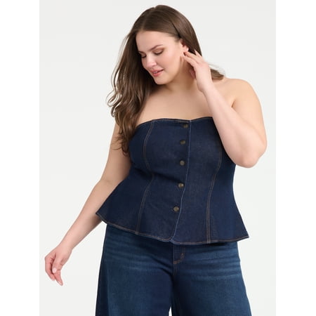 Sofia Vergara Women's Buttoned Tube Top, Sizes XS-4X