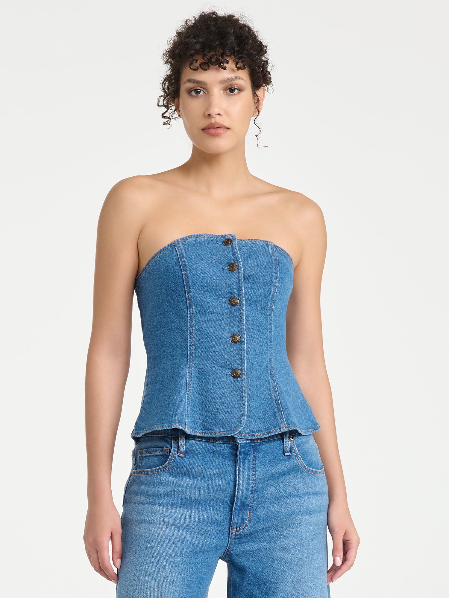 Sofia Vergara Women's Buttoned Tube Top, Sizes XS-XXL