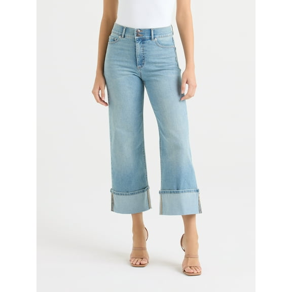 Sofia by Sofia Vergara Women's and Women's Plus Margot Wide Crop Super High Rise Jeans, 27" Inseam, Sizes 0-28