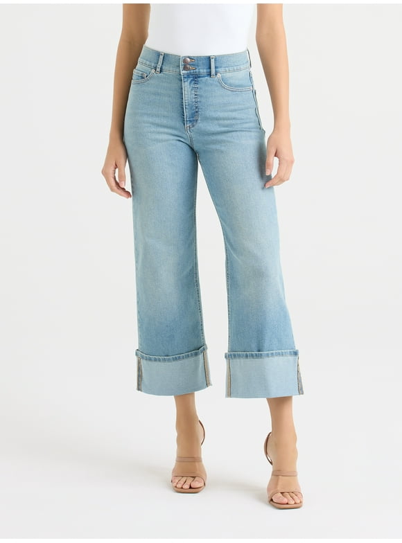 Sofia by Sofia Vergara Women's and Women's Plus Margot Wide Crop Super High Rise Jeans, 27" Inseam, Sizes 0-28