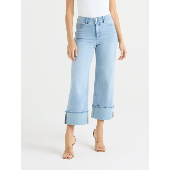 Sofia by Sofia Vergara Women's and Women's Plus Margot Wide Crop Super High Rise Jeans, 27" Inseam, Sizes 0-28