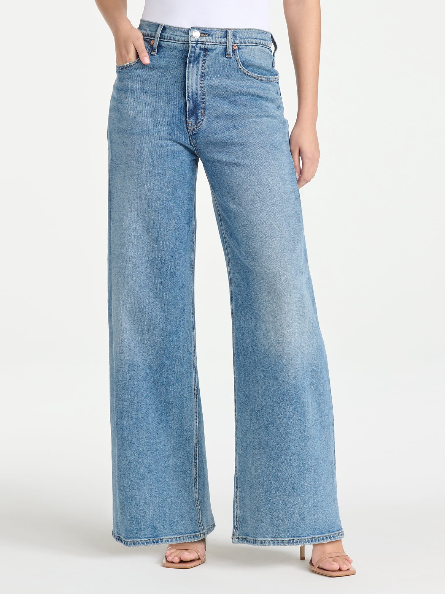 Sofia Vergara Women's and Women's Plus Pleated Wide Leg Jean, Sizes 0-26W
