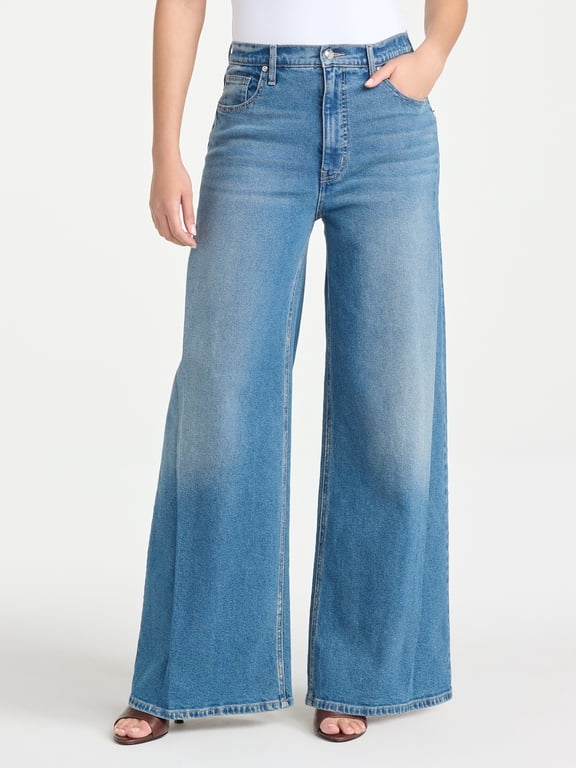 Women's and Women's Plus Pleated Wide Leg Jean, Sizes 0-26W