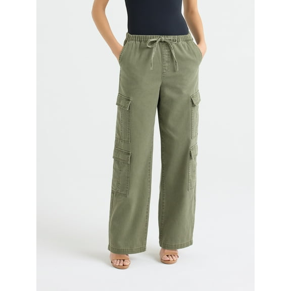 Sofia by Sofia Vergara Women's and Women's Plus Size Diana Mid Rise Relaxed Straight Cargo Jeans, 32.5" Inseam, Sizes 0-26W