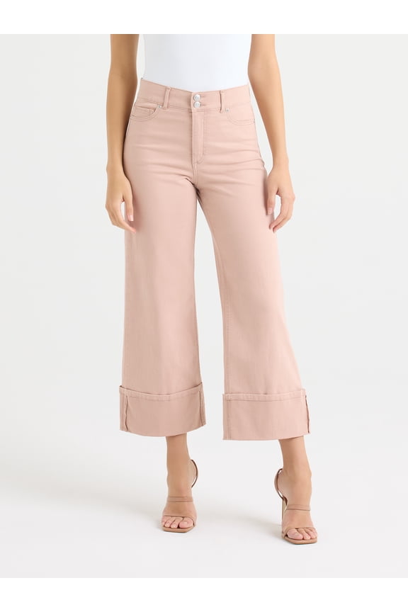 Sofia by Sofia Vergara Women's and Women's Plus Margot Wide Crop Super High Rise Jeans, 27" Inseam, Sizes 0-28