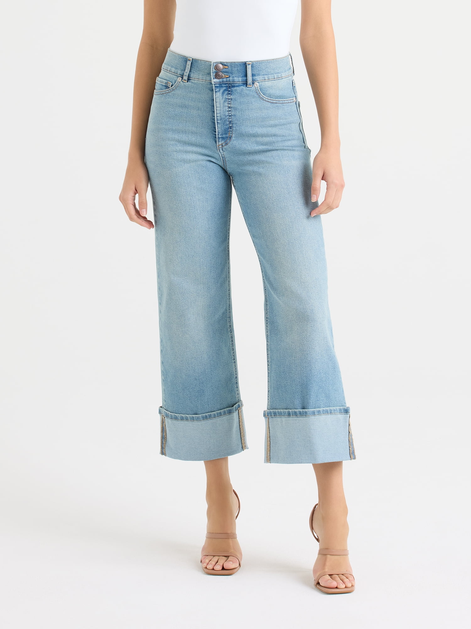 Sofia by Sofia Vergara Women's and Women's Plus Margot Wide Crop Super High Rise Jeans, 27" Inseam, Sizes 0-28