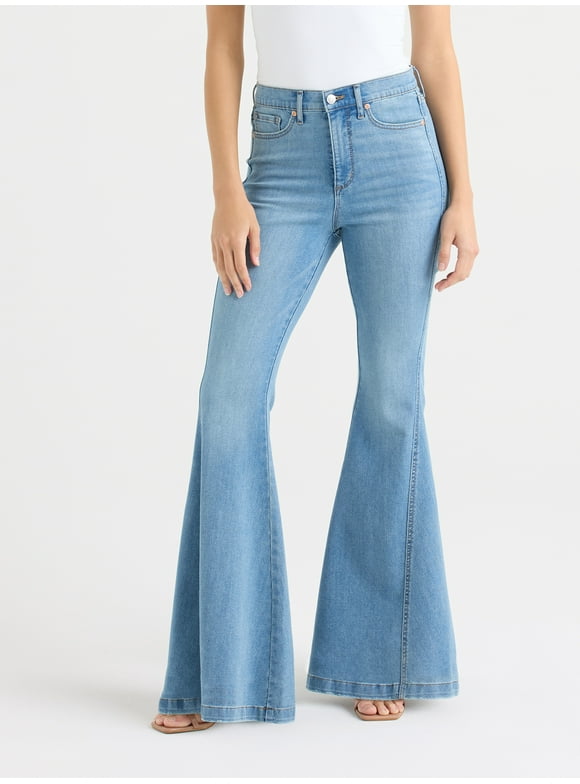 Sofia by Sofia Vergara Women's and Women's Plus Size Melisa High Rise Mega Flare Jeans, 32.5" Inseam, Sizes 0-26W