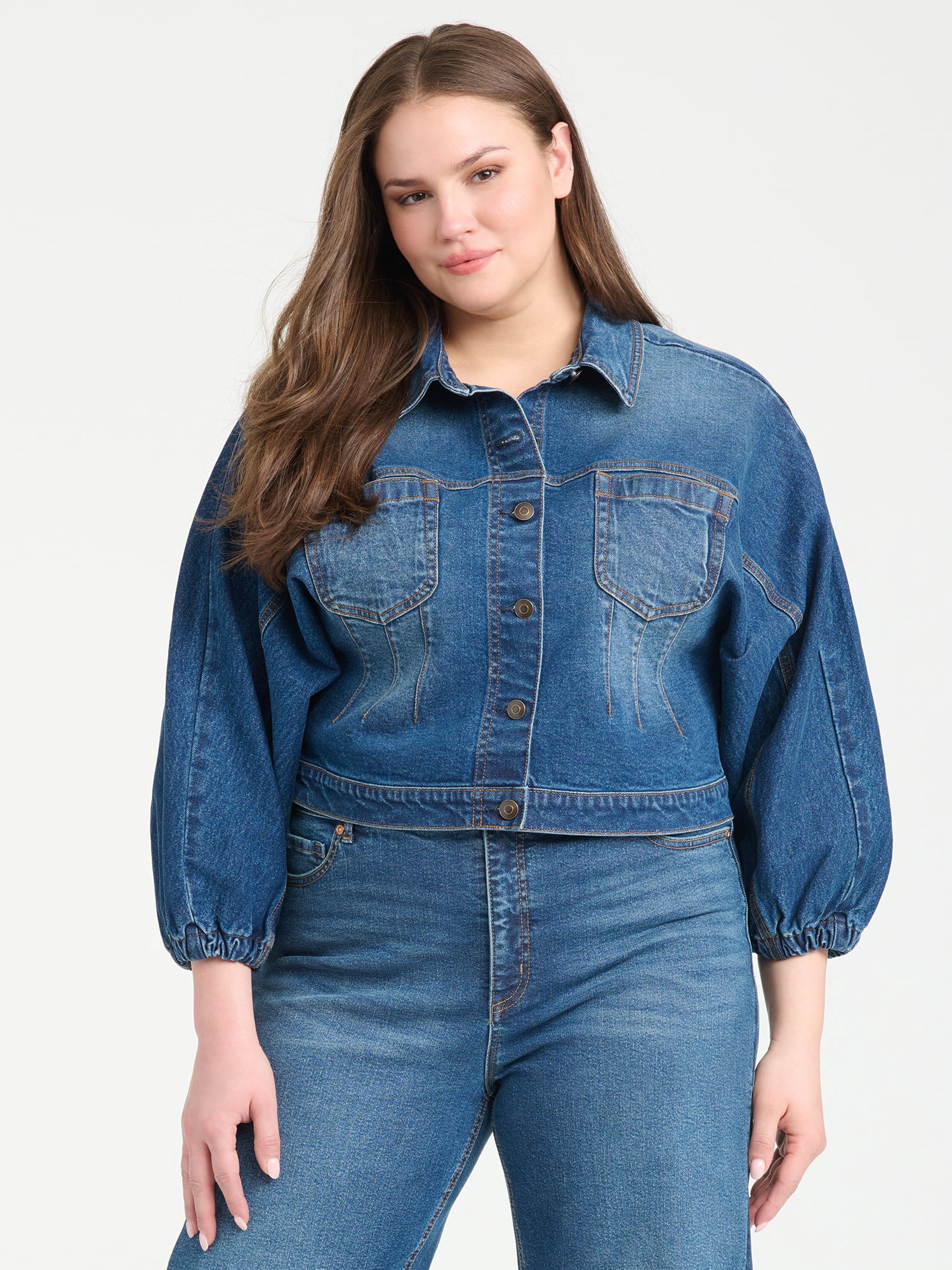 Sofia Vergara Women's Plus Size Darted Denim Waist Jacket Sizes 14W-26W
