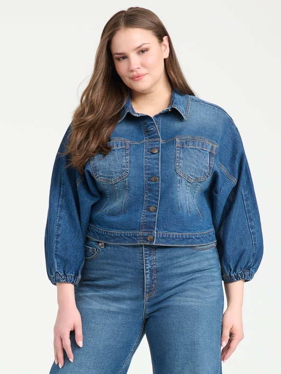 Women's Plus Size Darted Denim Waist Jacket Sizes 14W-26W