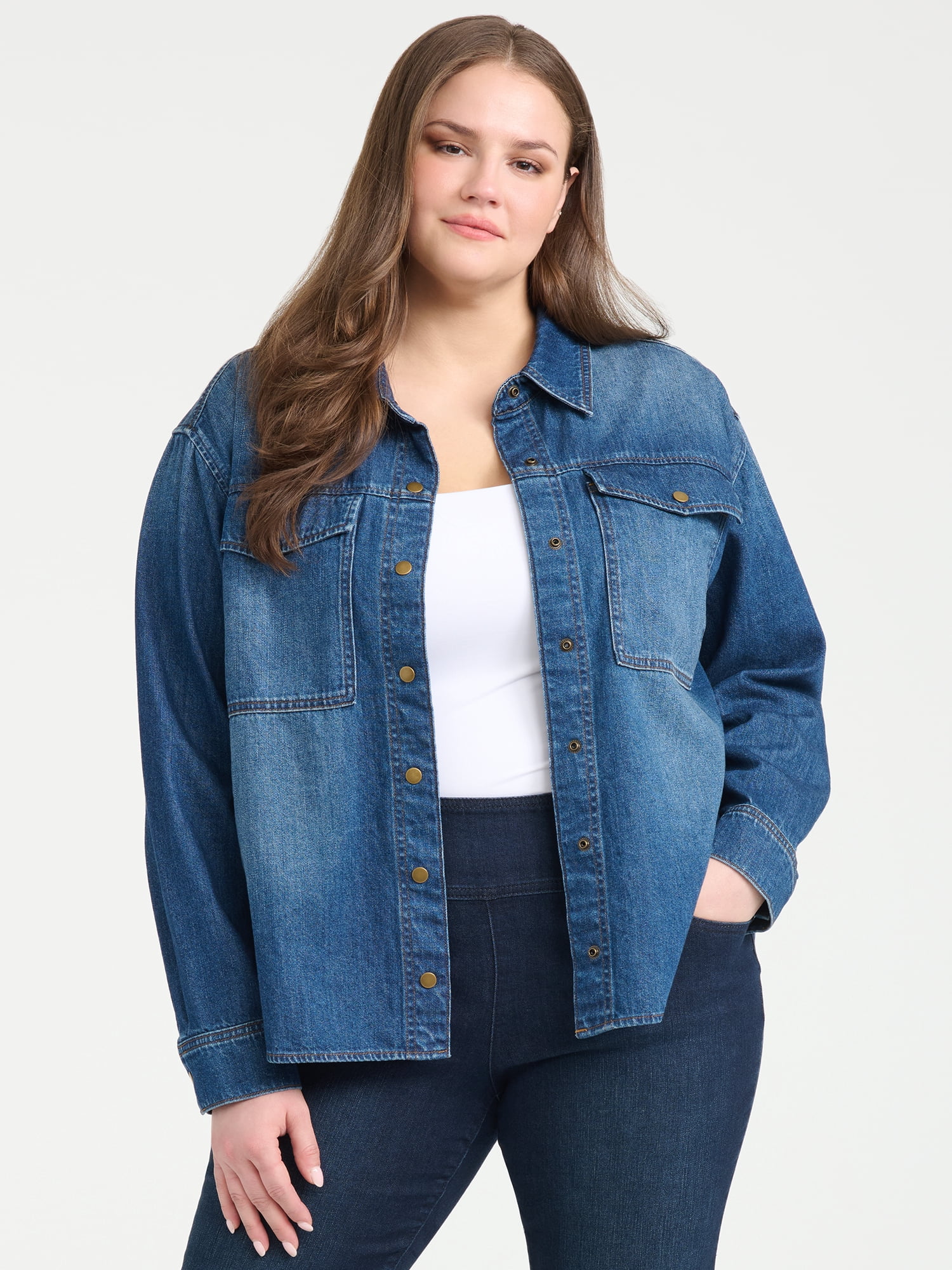 Sofia Vergara Women's Plus Size Relaxed Boyfriend Shirt Sizes 1X-4X