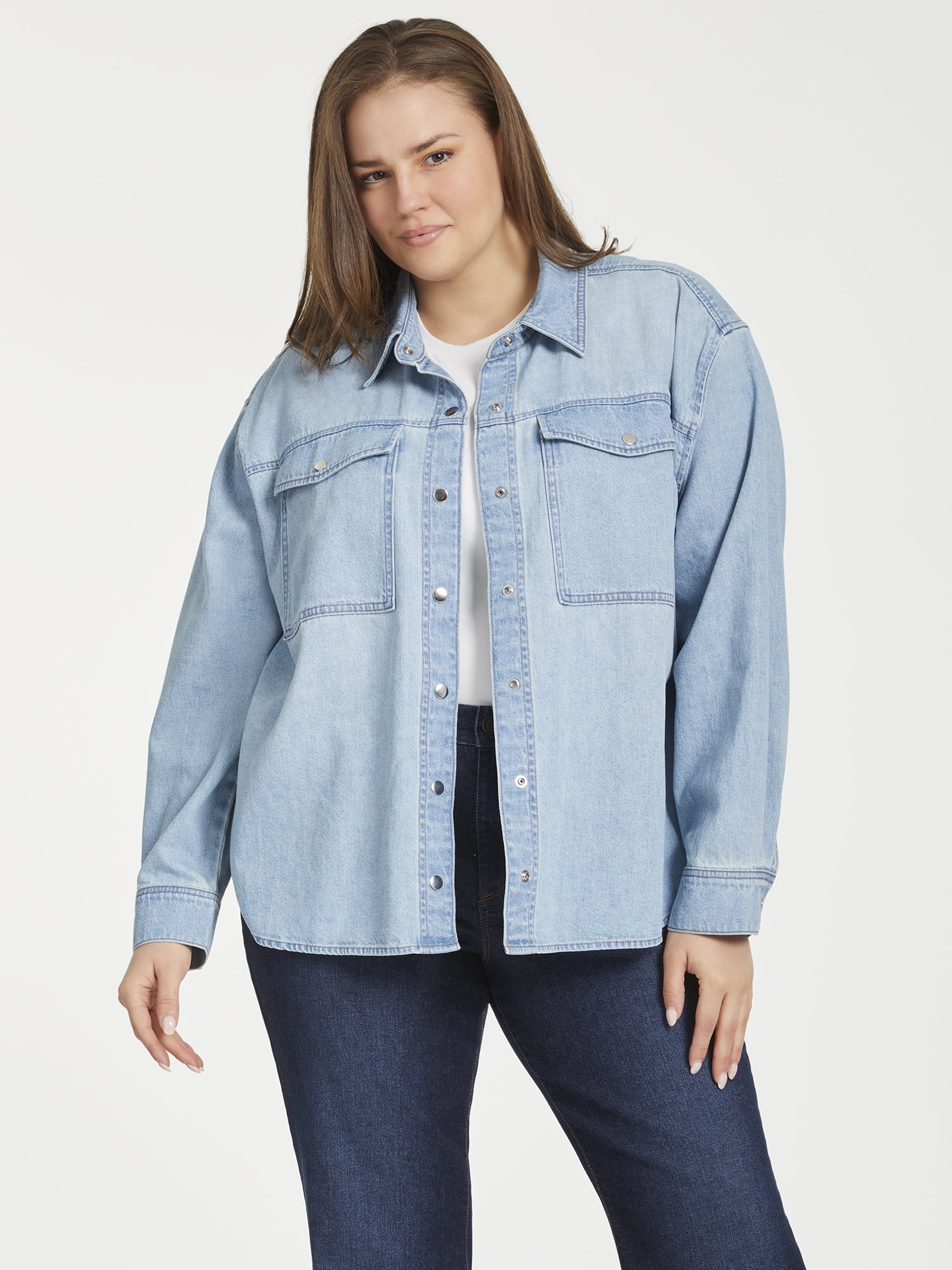 Sofia Vergara Women's Plus Size Relaxed Boyfriend Shirt Sizes 1X-4X
