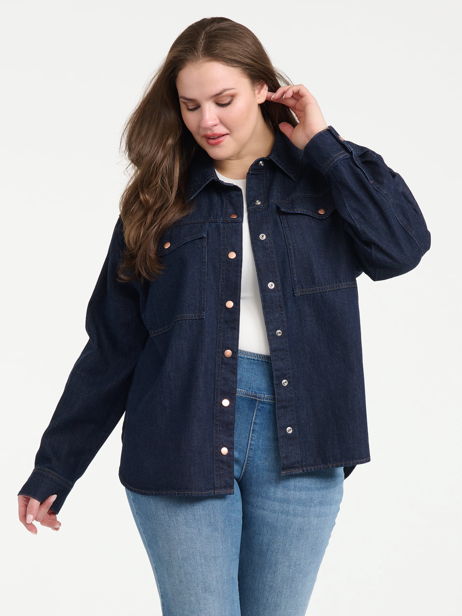 Sofia Vergara Women's Plus Size Relaxed Boyfriend Shirt Sizes 1X-4X