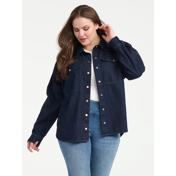 Sofia Vergara Women's Plus Size Relaxed Boyfriend Shirt Sizes 1X-4X