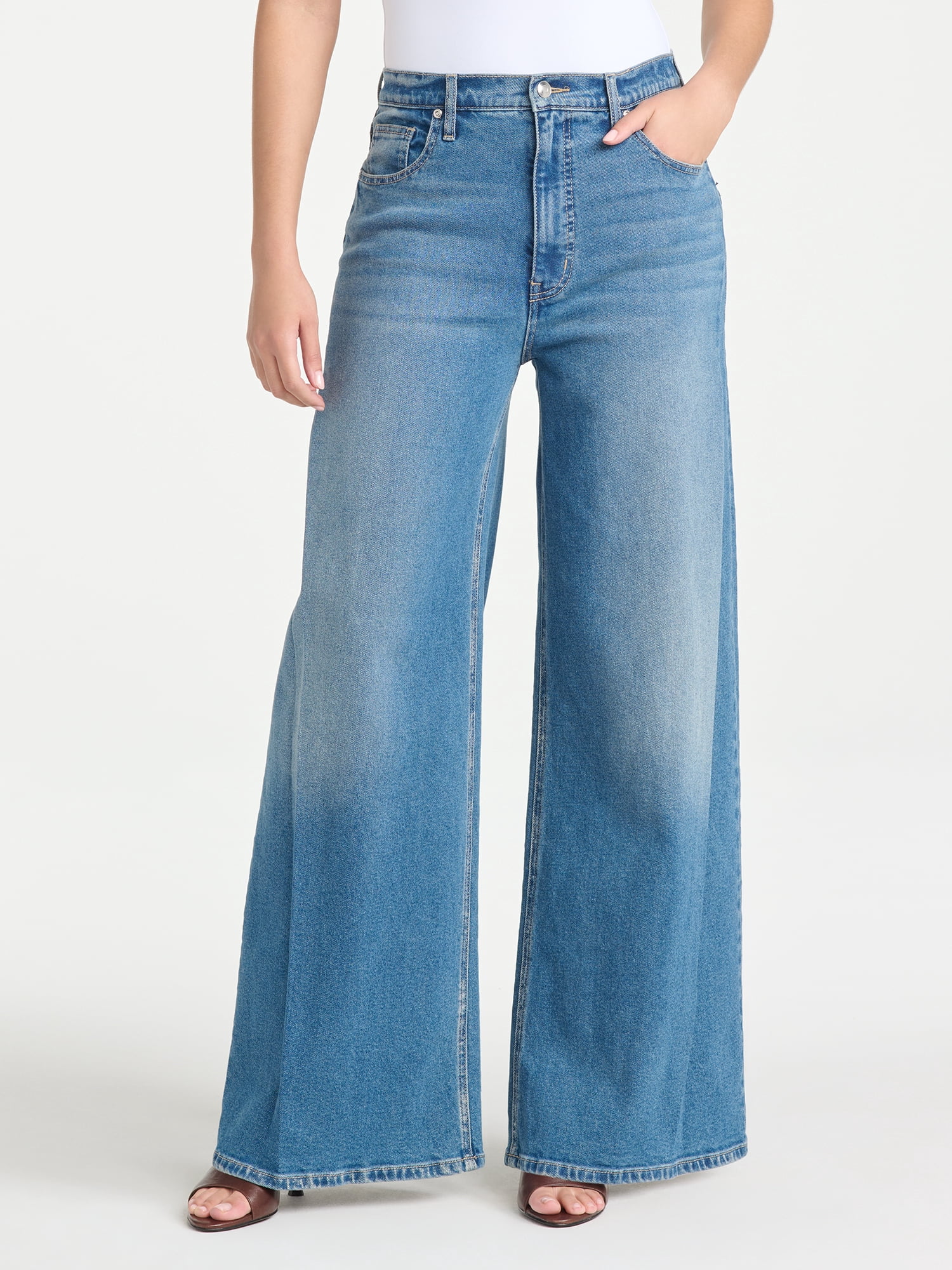 Sofia Vergara Women's and Women's Plus Pleated Wide Leg Jean, Sizes 0-26W