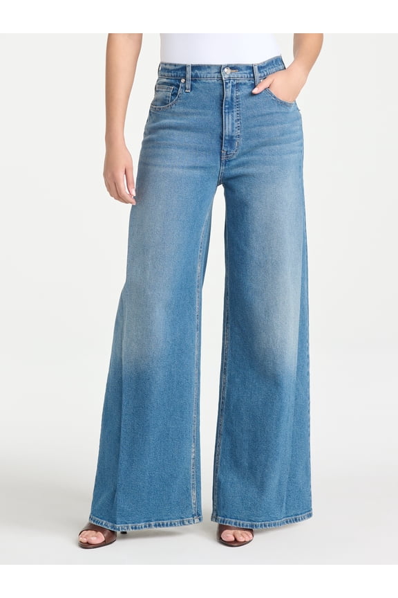 Women's Plus Size Side Pleated Wide Leg Jean Sizes 14W-26W